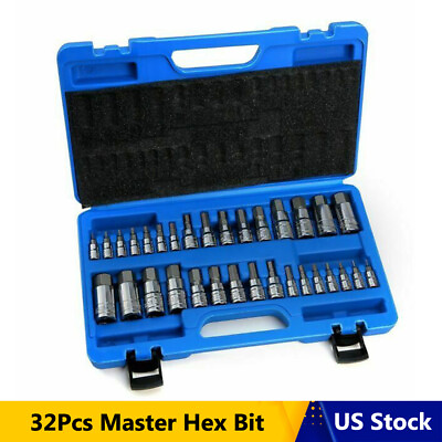 #ad 32Pcs Hex Key Master Allen Wrench SAE amp; Metric Socket Set 1 4quot; 3 8quot; 1 2quot; Drive $30.59