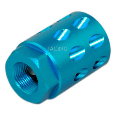 #ad Bright Blue Anodized Aluminum 1 2x28 Thread Pitch Muzzle Brake fits GEN 1 5 9MM $29.99