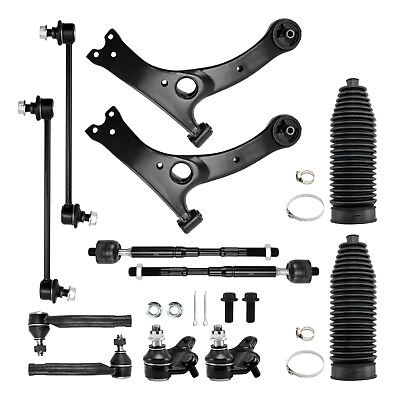 #ad 12 Pc Suspension Kit for Toyota Corolla 03 08 Lower Control Arms Tie Rod Ends $82.71