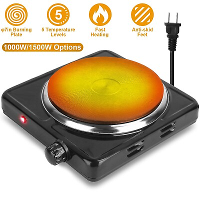 #ad 1500W Electric Hot Plate Countertop Single Burner Compact Stove for Dorm Office $28.54
