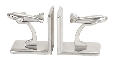 #ad 5quot; Aircraft Silver Aluminum Bookends set of 2 Wipe Clean With A Dry Cloth $25.66