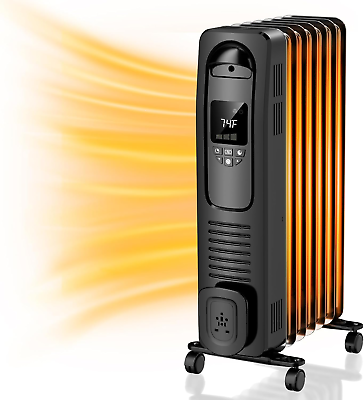 #ad Oil Filled Heater Electric Radiator with Adjustable Thermostat Space 1500W $142.99