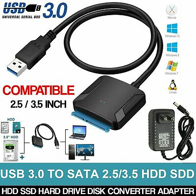 #ad USB 3.0 to SATA III Adapter for 2.5quot; 3.5quot; SSD HDD Hard Drive with 12V 2A Power $10.74