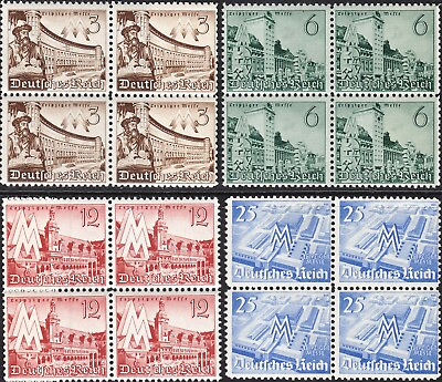 #ad Stamp Germany Mi 739 42 Sc 494 7 Block 1940 WWII 3rd Reich Leipzig Fair Set MNH $19.95