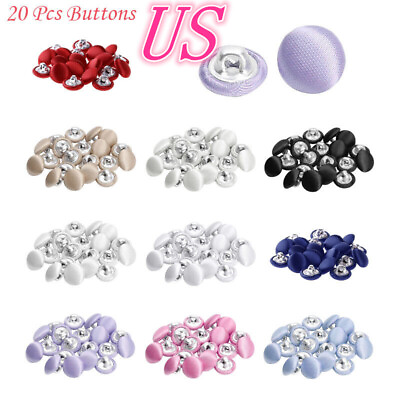 #ad US 20Pcs Mini Buttons Satin Fabric Covered Buttons for DIY Crafts Blouses Coat $7.27