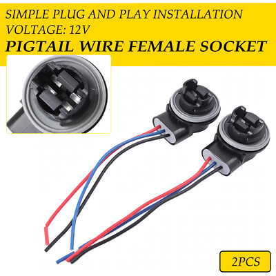 #ad 2PCS 3157 Bulb Socket Brake Lamp Turn Signal Light Harness Wire Plug Connector $10.49