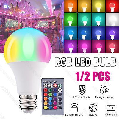 #ad 1 2PCS RGB RGBW LED Bulb Light 16 Color Changing E27 Lamp IR Remote Controller $5.90