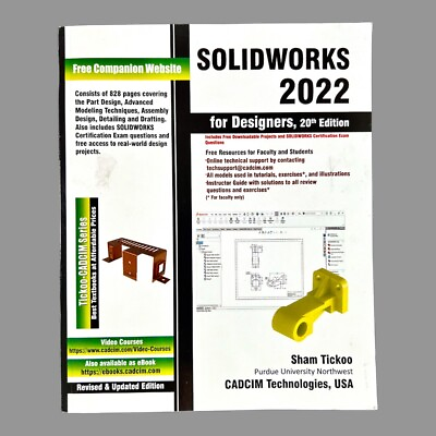 #ad Solidworks 2022 for Designers 20th edition by Sham Tickoo Paperback Textbook $60.00