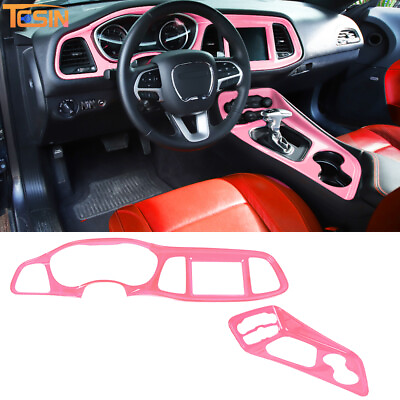 #ad 5X Pink Dashboard Decor amp; Gear Shift Panel Cover Trim For Dodge Challenger 2015 $123.99