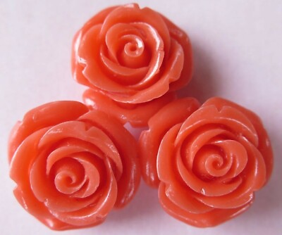 #ad Rose Cabochons 3 pcs 20mm Coral Cabochons Holes for Stringing Jewelry Supplies $5.40