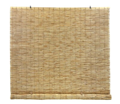 #ad NEW Cordless light Filtering Bamboo Interior Exterior Roll Up Shade Natural $30.00