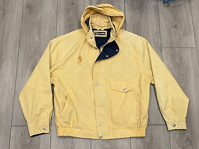 #ad New River Nautical Jacket Mens Large Yellow Vintage Sailing Full Zip W Hood $24.80