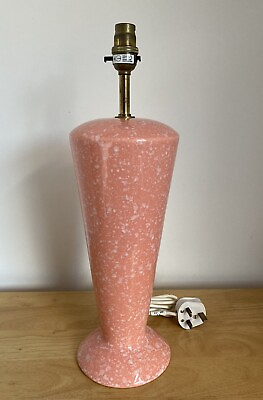 #ad Beautiful Art Deco Pink Coral Large Table Lamp Base Ceramic amp; Brass Working GBP 120.00