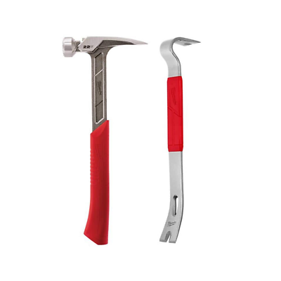 #ad NEW Milwaukee 22 Oz. Milled Face Framing Hammer with 15 In. Pry Bar Grip Handle $35.96