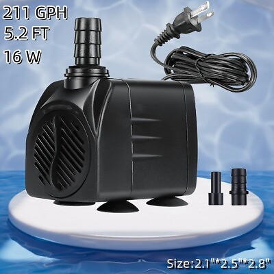 #ad 211 GPH Aquarium Water Pump Fish Tank Fountain Pond Submersible Pump Adjustable $13.99