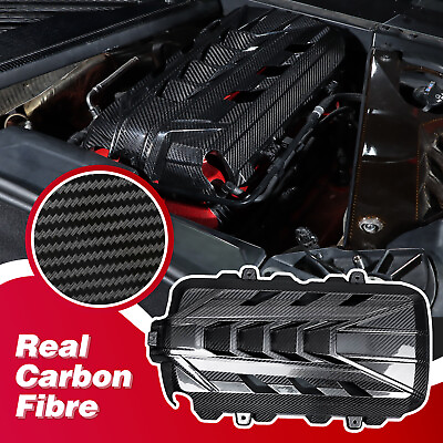 #ad Real Carbon Fiber Engine hood panel Trim Cover Fit For Corvette C8 2020 2024 $499.00
