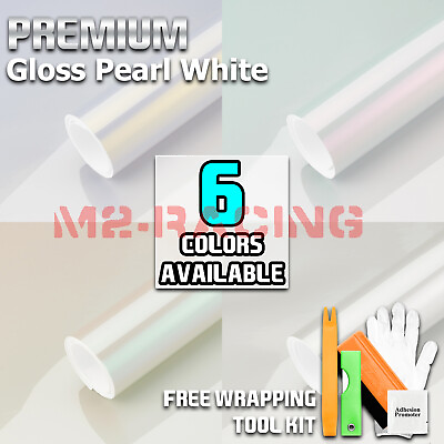 #ad Premium Gloss Pearl White Vinyl Wrap Full Entire Car Auto Sticker Bubble Free $4.99