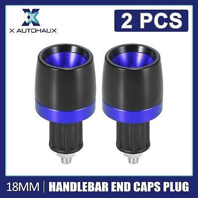 #ad 2pcs 18mm Handlebar End Caps Plug Bar CNC Aluminum Alloy for Motorcycle Blue $8.26