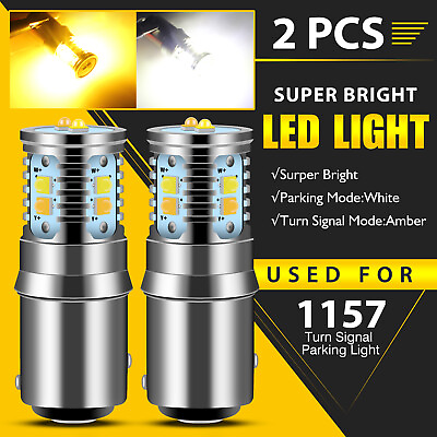 #ad 2x White Amber 1157 Switchback LED Front Turn Signal Parking DRL Light Bulb 7528 $11.48