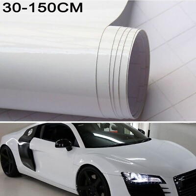 #ad 30*150CM Car sticker Gloss White Wrap Decal Air Bubble Free Waterproof C $15.58