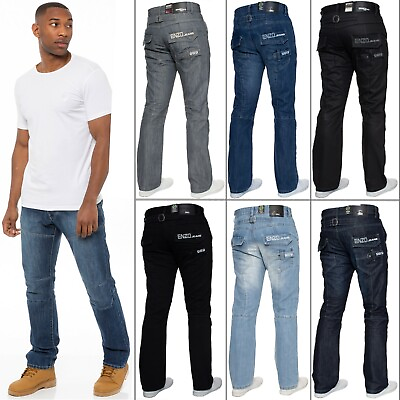 Enzo Mens Jeans Straight Leg Regular Fit Denim Trouser Pants All UK Waists Sizes GBP 19.99