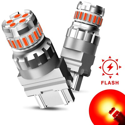 #ad 2X AUXITO 3157 3156 Red LED Strobe Flash Blinking Brake Tail Light Parking Bulbs $13.99