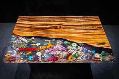 #ad Tuzech Epoxy Dinning Table Customized Floral Resin Coffee Table Side End Table $1249.00