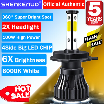 #ad H4 9003 COB LED Headlight Conversion Kit High Low Beam 6000K White Light Bulbs $31.96