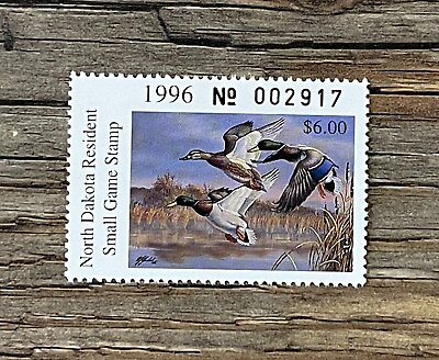 #ad WTDstamps 1996 NORTH DAKOTA LotP State Duck Stamp Mint OG NH $2.00