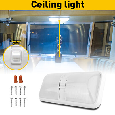#ad 12V LED RV Interior Ceiling Boat Light Trailer Camper double Dome Frost 2835 SMD $19.99