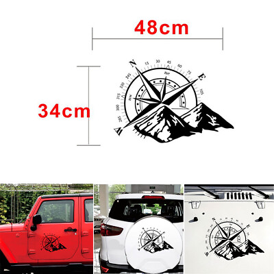 #ad Car Window Engine Cover Hood Compass Decoration Sticker Waterproof Black 48x34cm $13.27