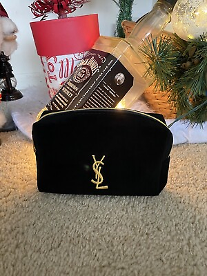 #ad YSL Yves Saint Laurent Beaute Black Velvet Makeup Bag Pouch Cosmetic Bag $28.00