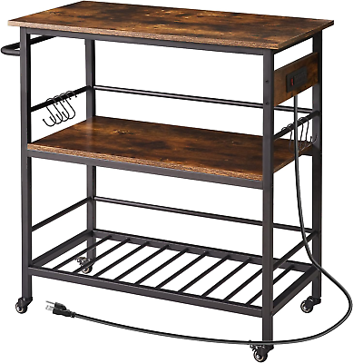 #ad IBUYKE Kitchen Island with 3 Shelves Island Table for Kitchen with Power Outlet $418.84