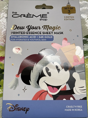 #ad Crème Shop Disney Dew Your Magic Essence Sheet Mask Hyaluronic Acid 24K Gold BOX $15.99