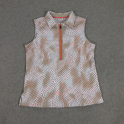 #ad Tail Shirt Womens Medium White Beige Orange Geometric Sleeveless Pullover Tank $15.57
