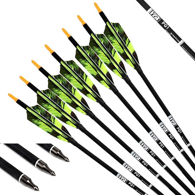 6PK Archery Carbon Arrows Target Practice Hunting For Compound amp; Recurve Bow $29.99