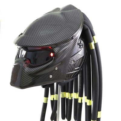 #ad Predator Motorcycle Custom Helmet Carbon DOTamp;ECE certified with LED Light $381.09