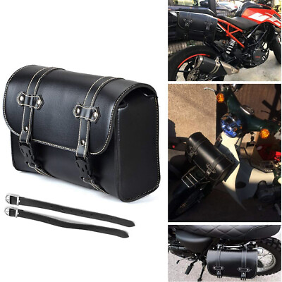 #ad New Motorcycle Pu Leather Saddle Bag Pannier Sissy Bar Tool Roll Luggage $25.88
