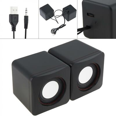 #ad 6W USB 2.0 Speakers with 3.5mm Stereo Jack and USB Powered for PC Laptop Black $9.39