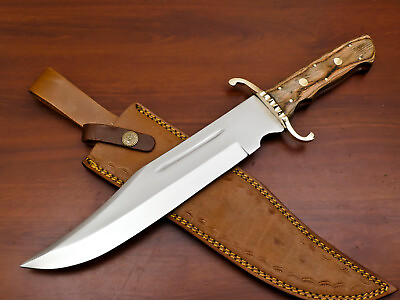 #ad CUSTOM FORGED HAND MADE D2 STEEL CLIP POINT BLADE FULL TANG BOWIE HUNTING KNIFE $34.19