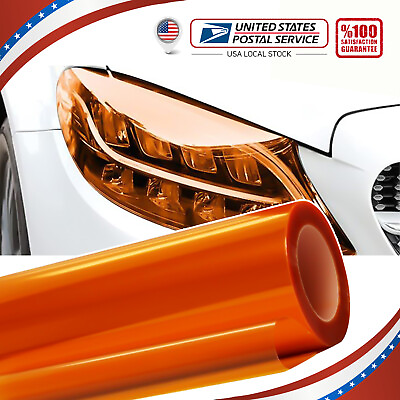 #ad Car Gloss Tint Headlight Fog Light Taillight Vinyl Film Sticker Amber orange US $8.49
