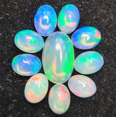 #ad Natural Ethiopian opal Cabochon Gemstone Oval Shape 10Pcs Opal Stone AAA Quality $31.99