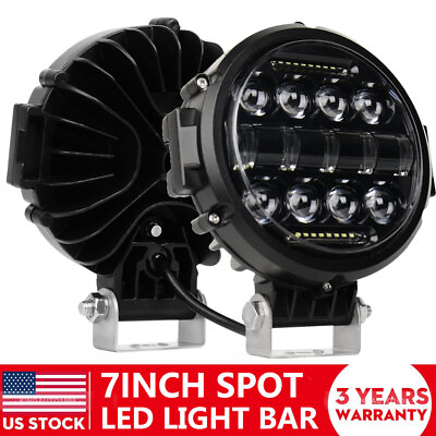 #ad 7#x27;#x27; Black LED Pods Work Light Bar Round Driving Fog Headlight Truck Off Road $36.98