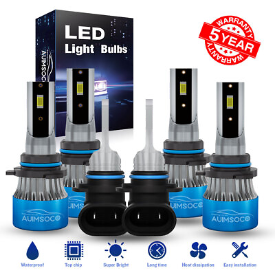 #ad For Honda Civic 2006 2012 LED Headlight High Low Beam Fog Light Combo Bulbs Kit $55.99