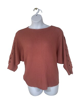 #ad Love by Marcy 2X Loose Weave 3 4quot; sleeve terra cotta braided pattern on sleeves $9.99