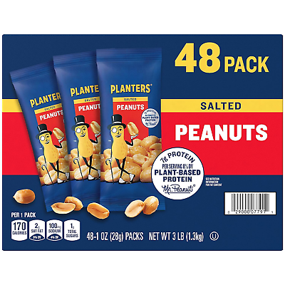 #ad PLANTERS Salted Peanuts 1 oz. Bags 48 Pack Snack Size Peanuts with Sea Salt amp; $12.47