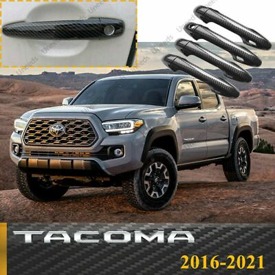 Fit For Toyota Tacoma 2016 2022 Color Door Handle Covers Smart Key Carbon Fiber $24.99