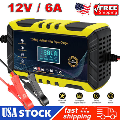 #ad #ad Car Battery Charger 12V 6A Intelligent Automatic Pulse Repair Starter AGM GEL $14.95
