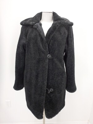 #ad REVERSIBLE Sheared Beaver Faux Fur Coat Jacket Black Gray 5 Women#x27;s 36156 $50.00