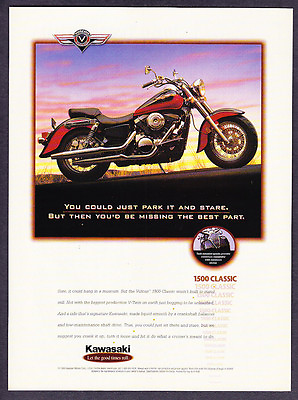 #ad 1996 Kawasaki Vulcan 1500 Classic Motorcycle photo quot;Park It amp; Starequot; print ad $7.19